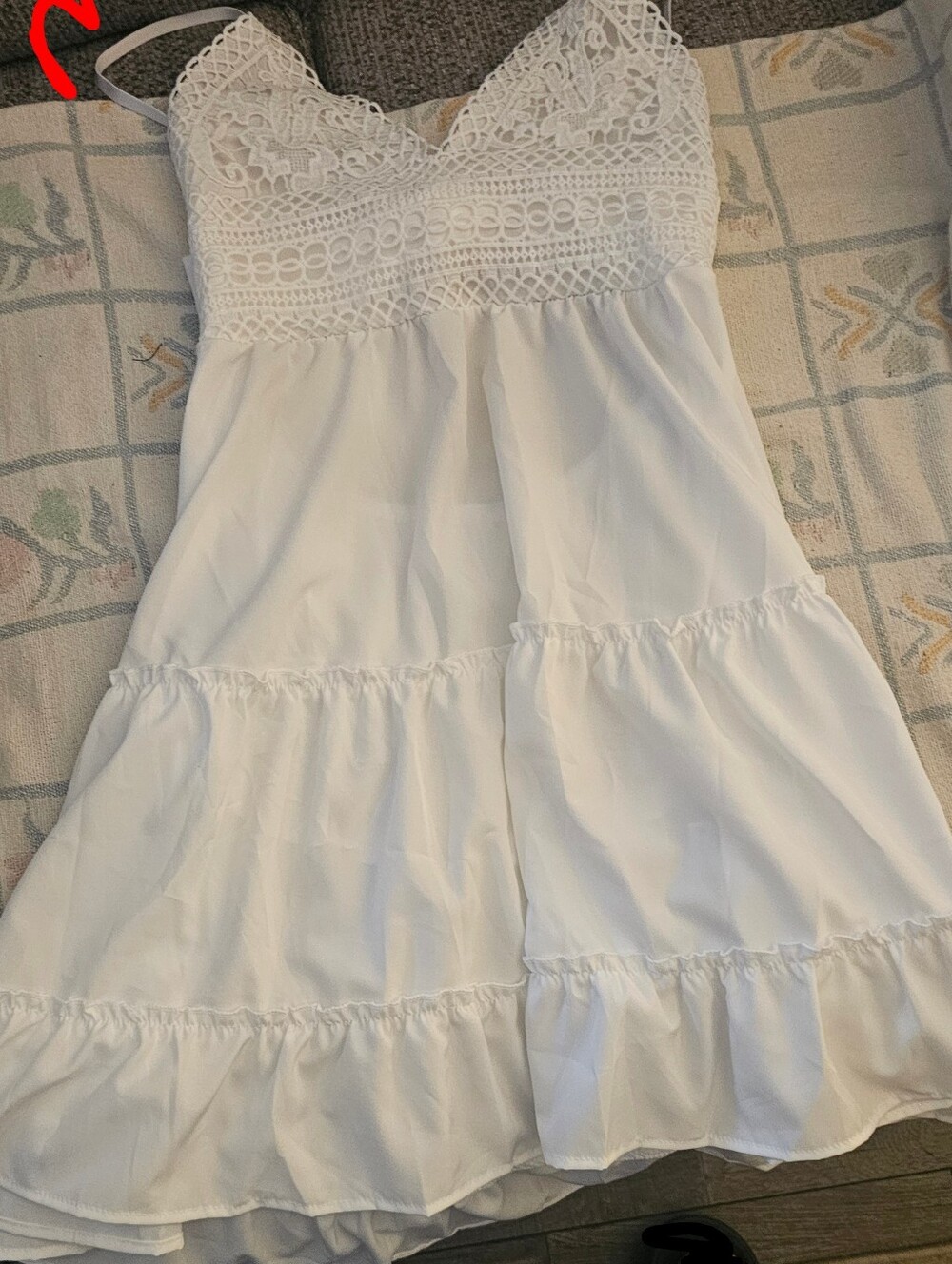 White Lace Bodice Tiered Summer Dress